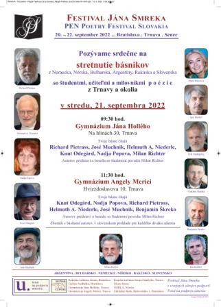 Festival Jána Smreka - Pen Poetry Festival Slovakia